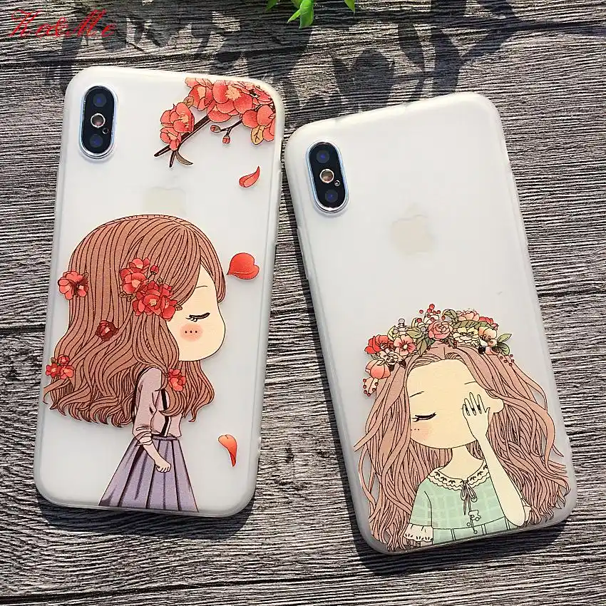 Красочные милые девушки узор чехол для iphone X 10 чехол матовый Мягкий ...