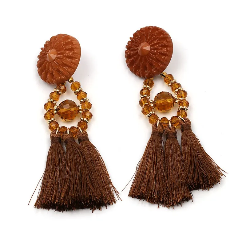 JUJIA преувеличенные женские богемные индийские ювелирные изделия массивные висячие серьги с бахромой винтажные длинные серьги с кисточками Pendientes