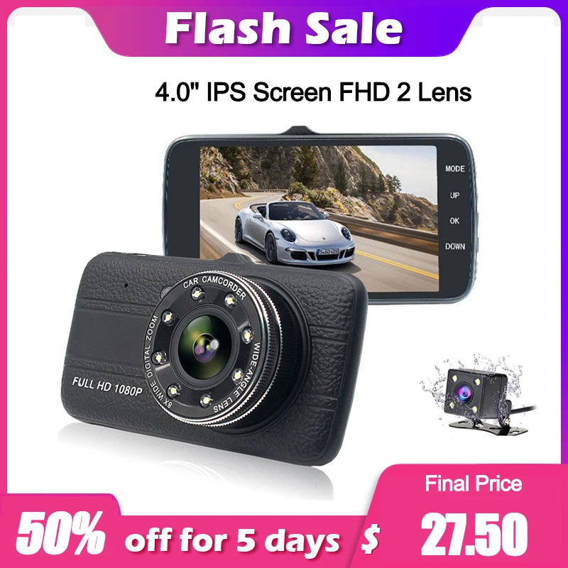 

Latest 4.0" Car Camera Recorder Dual Lens Dash Cam FHD 1080P Auto Registrator Dual Lens Night Vision Camera for Car Recording