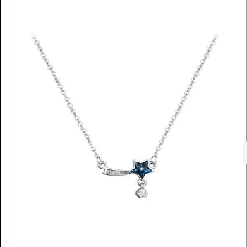 

WANG Jewelry 925 silver blue Pentagram necklace temperament Haiyangzhixin Clavicular chain Pendant