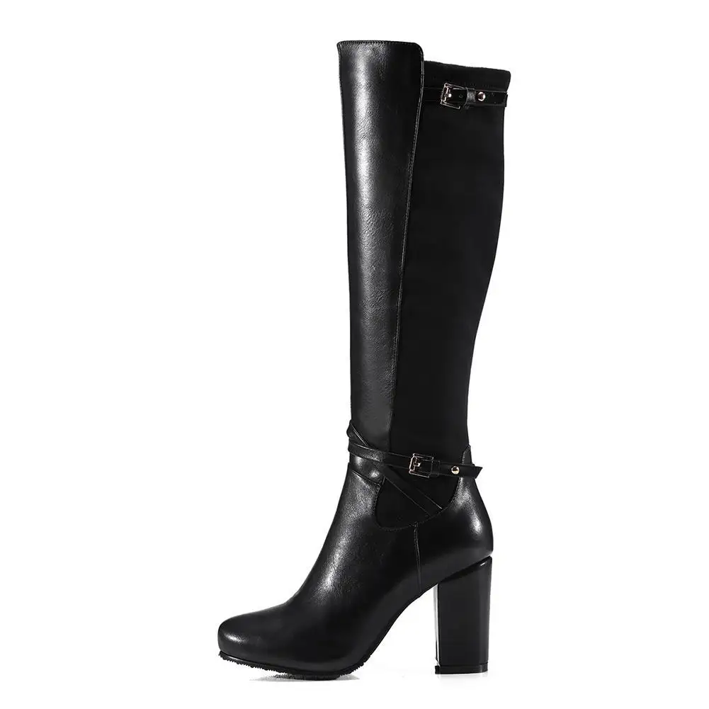 Karinluna high heels knee high boots woman shoes Shoes Women's Shoes Women's Boots cb5feb1b7314637725a2e7: Black|black with fur|Brown|brown with fur