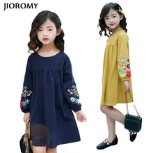 JIOROMY/платье с вышивкой и длинными рукавами для девочек; коллекция года; сезон весна-осень; Новинка; хлопковое Кукольное платье больших размеров для девочек; детское платье в Корейском стиле