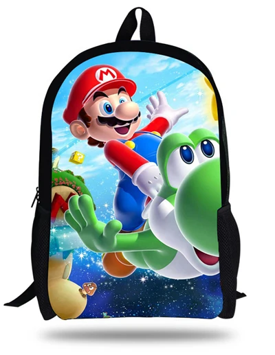 Милый 16-дюймовый Mochila рюкзак Марио для девочек-подростков; для мальчиков и девочек детская школьная сумка Марио печатных Bolsa Infantil Menina - Цвет: Многоцветный