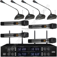 Pro 4 ручной 4 Настольный Gooseneck беспроводная цифровая микрофонная система для Конференции UHF Регулируемая частота 400 канал