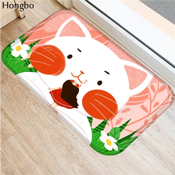 Hongbo прочные коврики для входной двери Забавные милые Мультяшные коврики с рисунком кота фланелевые ковры для кухни и спальни - Цвет: 11