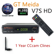 Freesat V7S HD спутниковый ТВ приемник Gtmedia V7S HD DVB-S2 Freesat V7s HD 1 год CCcam Clines Gtmedia с USB wi-fi-приемник для ТВ