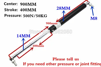 

Free shipping 500N/50KG force 900mm central distance, 400 mm stroke, pneumatic Auto Gas Spring, Lift Prop Gas Spring Damper