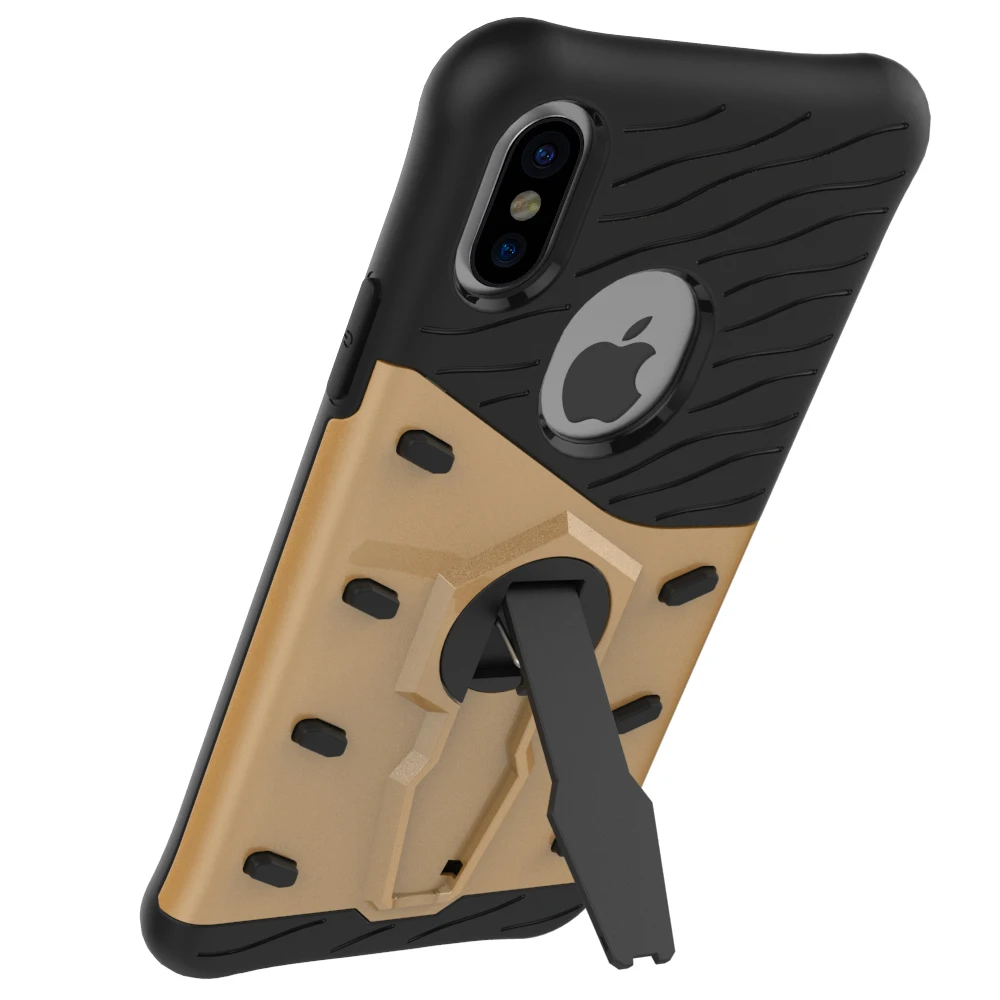 

For Iphone 8 7 6 5S Anti-knock Case Armor Hybrid Hard PC+Soft TPU Silicone 2In1 Case Stand Holder For Iphone 8 7 6 5S With Shine