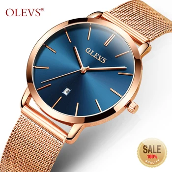 

OLEVS Ultrathin Rose Gold Watch For Women Calendar Mesh Steel Strap Wristwatch Dial Quartz Ladies Watches relogio feminino 5869