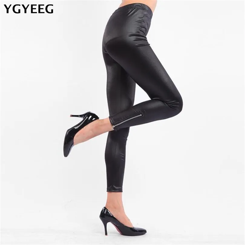 Ygyeeg New Double Zipper Slim Stretch Leggings Pants Feet Pencil Pants ...