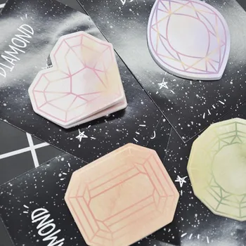 

4 Pcs/set Cartoon Diamond Crystal Heart Sticky Notes Memo Pads School Office Stationery Supplies Planner Stickers Paper Memo Pad