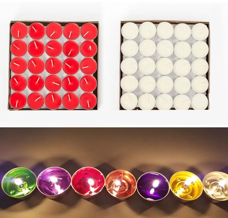 

50pcs wedding party decorative candle Smokeless tasteless aluminum shell candles tealight home candle supplier decor