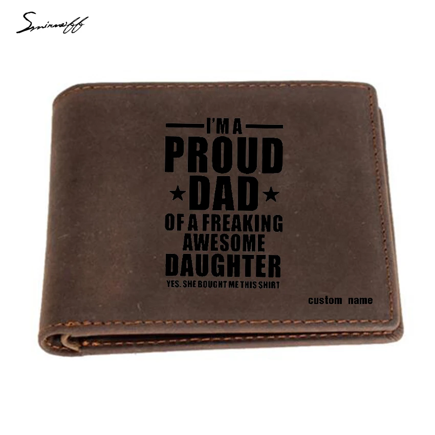 

I'm A Proud Dad Of Freaking Awesome Daughter Purse Men Short wallet Custom Name Purse Gifts