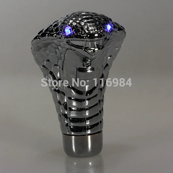 

Universal Led Eyes Car Chrome Manual Gear Shift Knob Cobra Snake Red / Blue Led Eyes