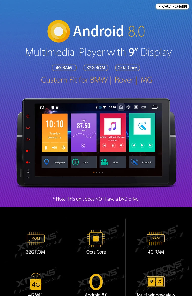 Perfect 9" Android 8.0 Oreo OS Car Multimedia Navigation GPS Radio for BMW E46 1998-2006 & BMW E46 M3 2000-2006 with 4GB RAM 32GB ROM 0