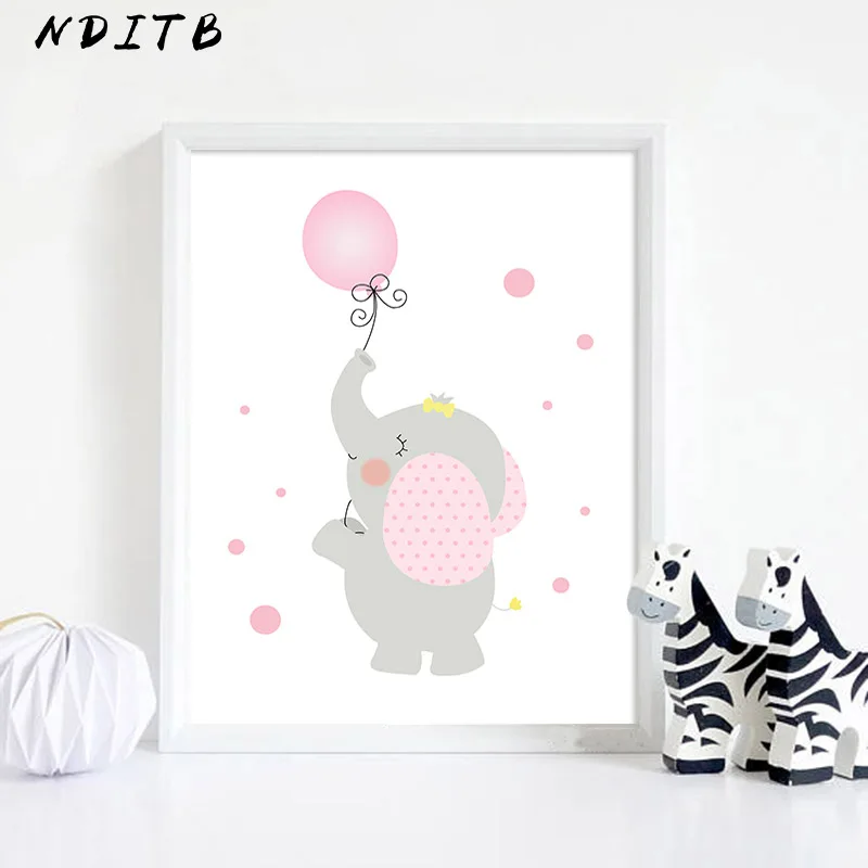 NDITB мультфильм слон воздушный шар стены искусства холст плакаты принты для
