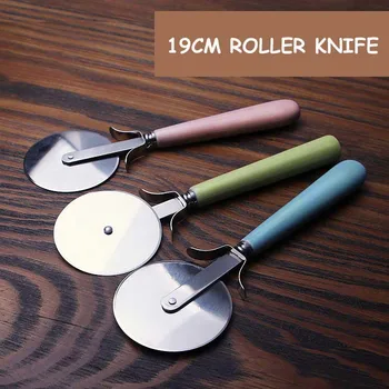 

Stainless steel Pizza cutter with ceramic handle wholesale Pizza knife cake tools Pizza Wheels scissors food grade material