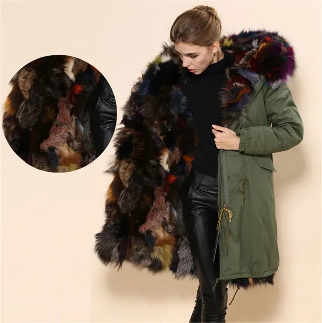 2017 Winter Women Real Fur Parka Female Las Jacket Removable 2017 Fashion Women S Coat Long Jacket Detachable Wool Liner Parka Army Green Real Fur Collar Padded Windbreaker Hood In Trench From Clothing