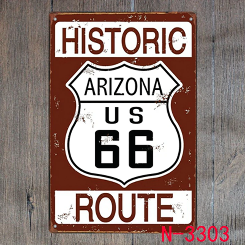 ARIZONA ROUTE 66 Vintage Retro Metal Iron Painting Signs Poster Plaque Bar Pub Club Wall Vintage Home Decor Plaque 20*30cm