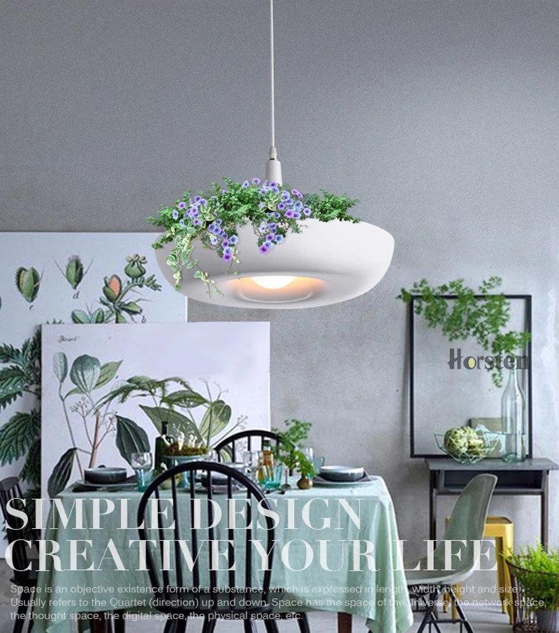 Horsten Creative Modern DIY Hanging Gardens of Babylon Plants Lamp Potted  Nordic Aluminum White Pots Plant Pendant Lights (4)