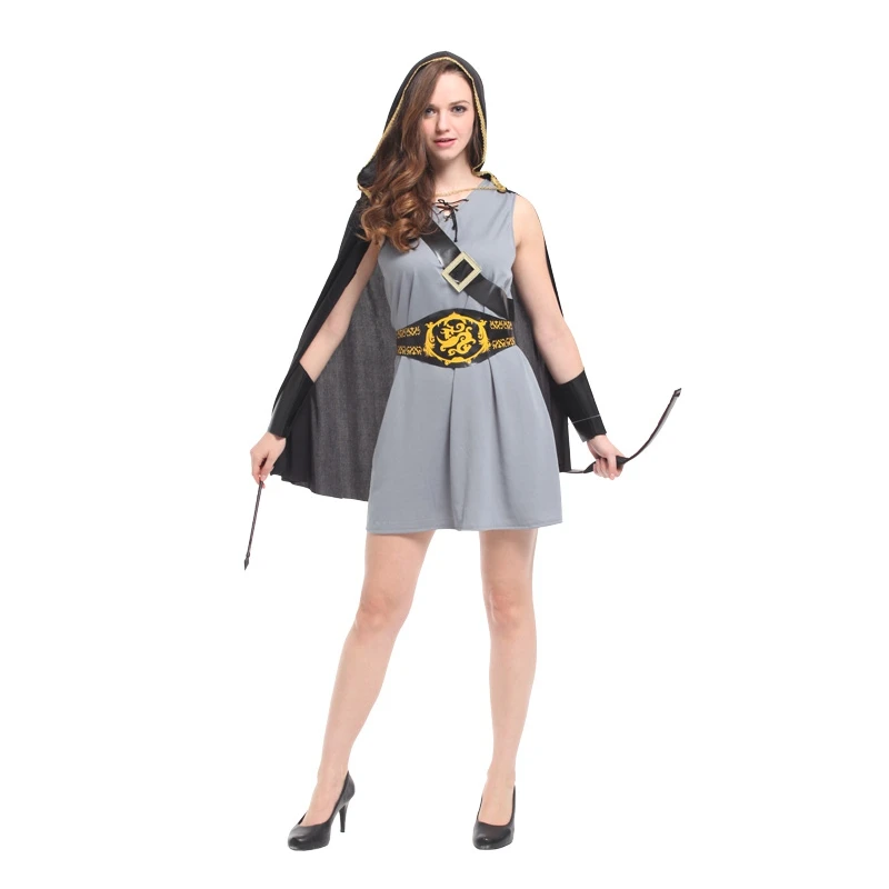 

Adult Hooded Archer Huntress Costume for Women Medieval Warrior Knight Costumes Fancy Dress Halloween Party Carnival Costumes