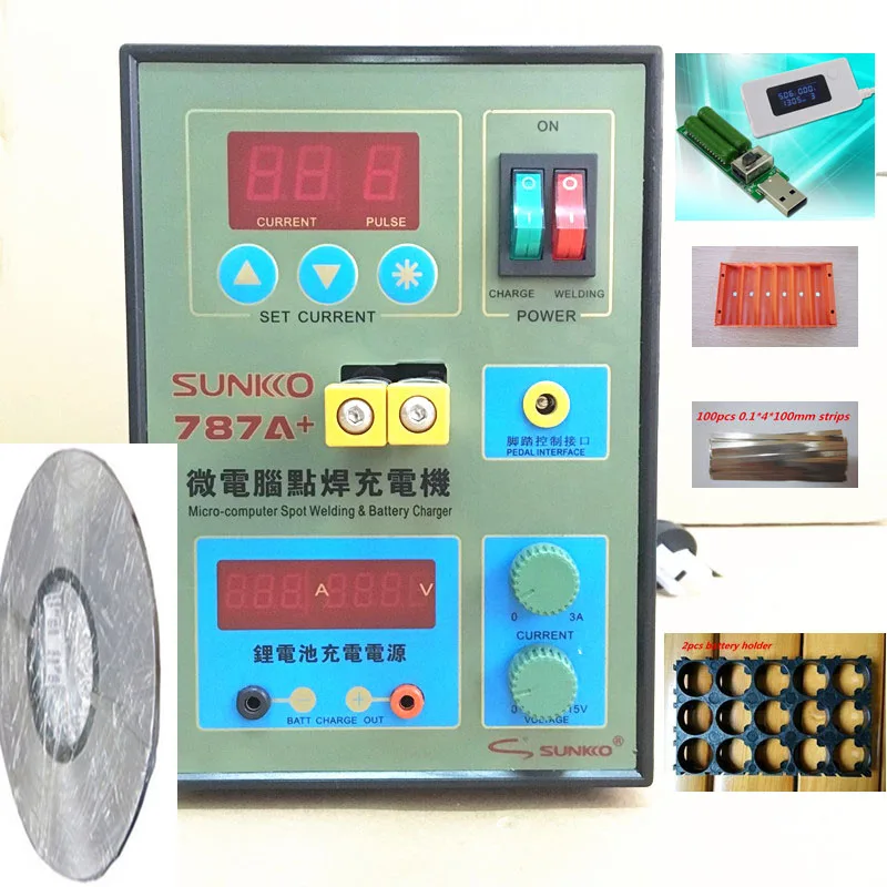 

220v 787A Spot Welder Battery Welder For Notebook and Phone Battery Precision Welding +1roll 0.1*4mm Nickel sheet+1ste Tester