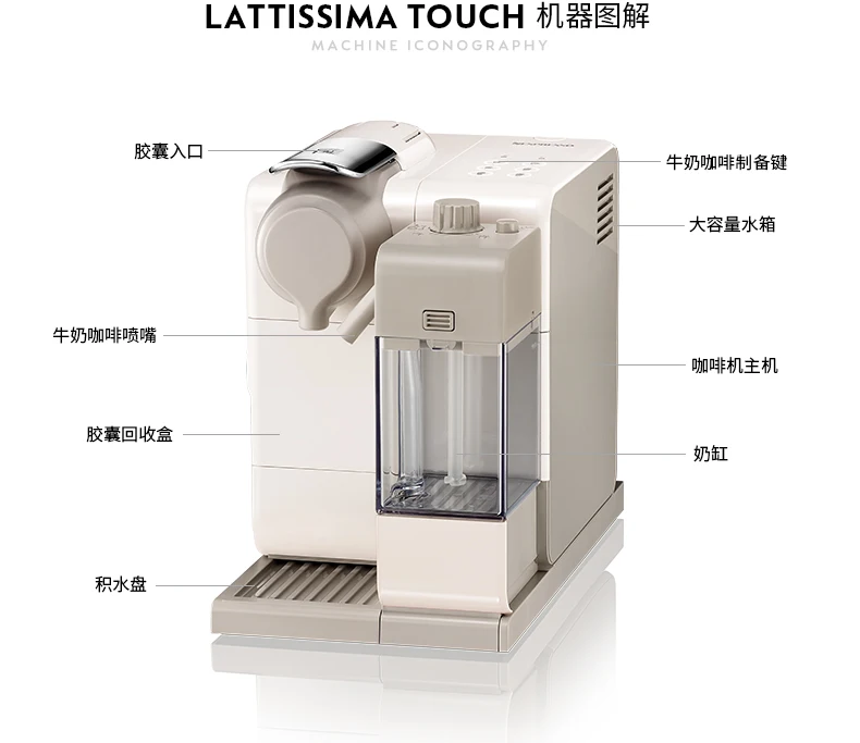 NESPRESSO/NESPRESSO Lattissima Touch импортная полностью автоматическая домашняя Капсульная кофемашина