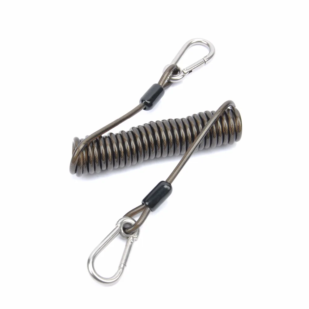 63inch 33lb Stainless Steel Wire Coiled Lanyard Safety Rope For Fishing//Outdoor