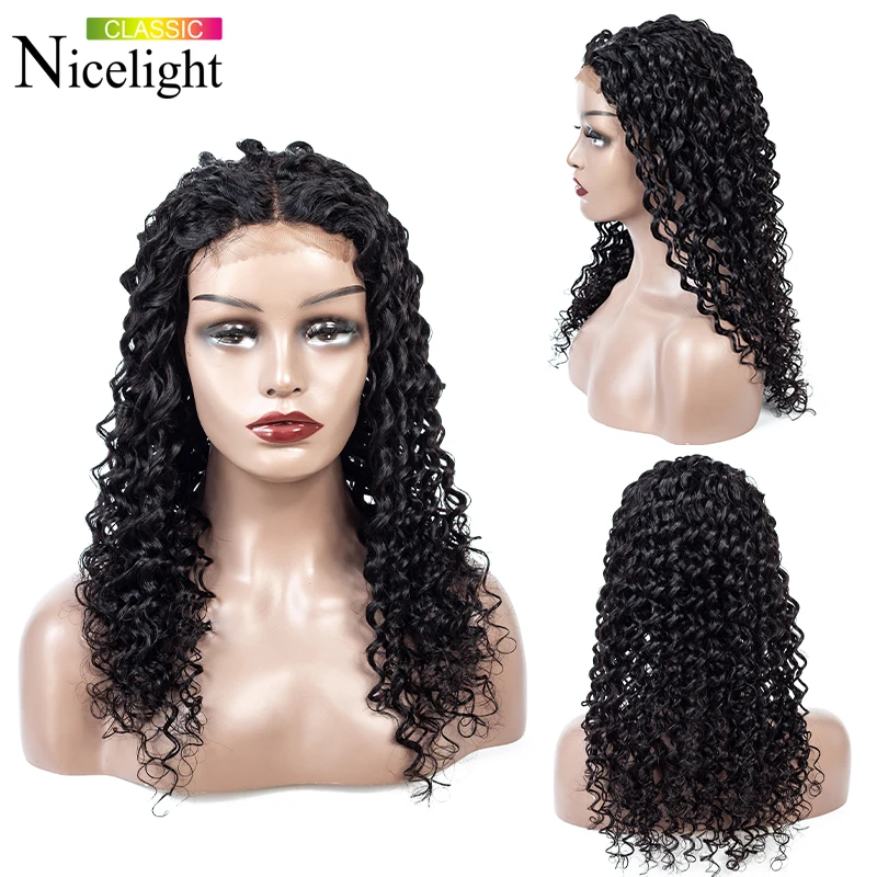 Глубокая волна Wig4X4Closure парик шнурка бразильские волосы парики Deepwave человеческие волосы парики короткие боб парики закрытие парик Nicelight8-24Inch