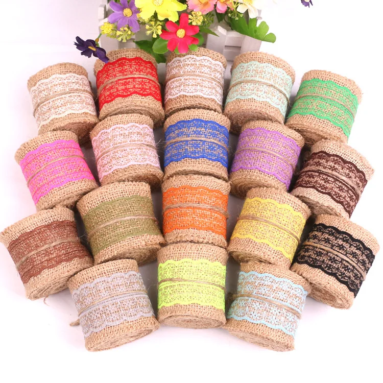 

2Meters/Roll (6cm Width) Natural Jute Burlap Ribbon Rustic Vintage Wedding Decoration Lace Hessian Roll Christmas Party Supplies