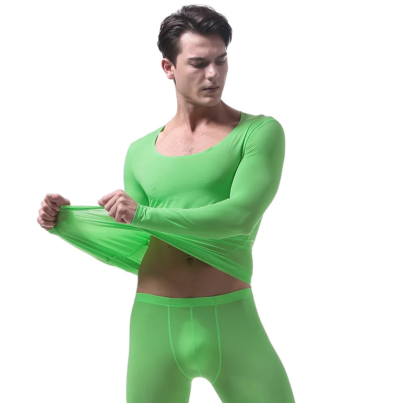 Men Underwear Super Thin Ice Silk Seamless Men Autumn Shirts U Pouch Bag Translucent Sexy Long Johns(not Include Pants) Men Underwear Super Thin Ice Silk Seamless Men Autumn Shirts U Pouch Bag Translucent Sexy Long Johns(not Include Pants)