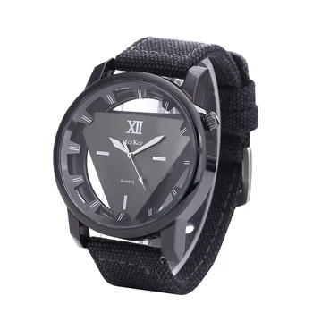 

Relogio Masculino Male Skeleton Watches Triangle Watch New Style Unisex Simple Canvas Strap Quartz Wrist Watch 2017 Hot Sale