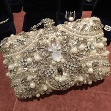fashion handbag rhinestone handmade crystals sparky diamond evening party clutch white box bag for ladies women messenger bags