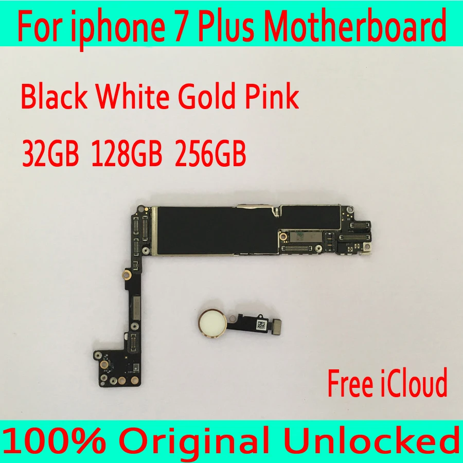 

White Gold Black Pink for iphone 7 Plus Motherboard with Touch ID,Original unlocked for iphone 7Plus Mainboard with Full Chips