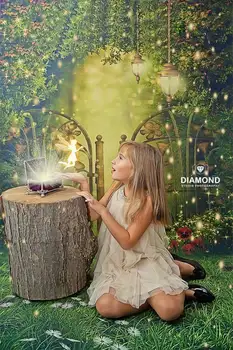 

Photo Studio Photography Backdrops Fairy Tale Green Gardon Background for Portraits Pics XT-3865