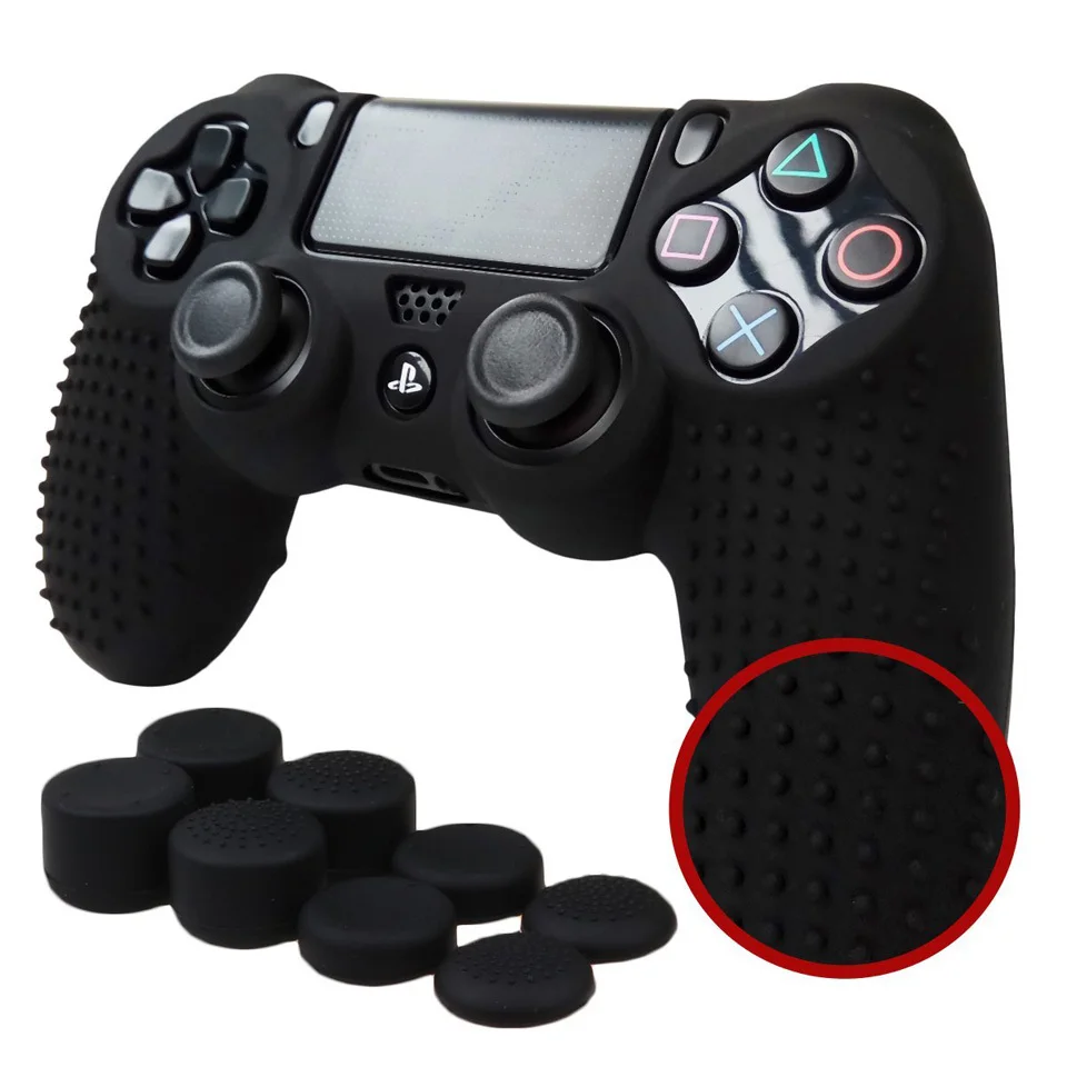 

Protective Anti-slip Silicone Cover Skin Set for PS4 / SLIM / PRO Controller (Controller Skin x 1 + Thumb Grips x 8)