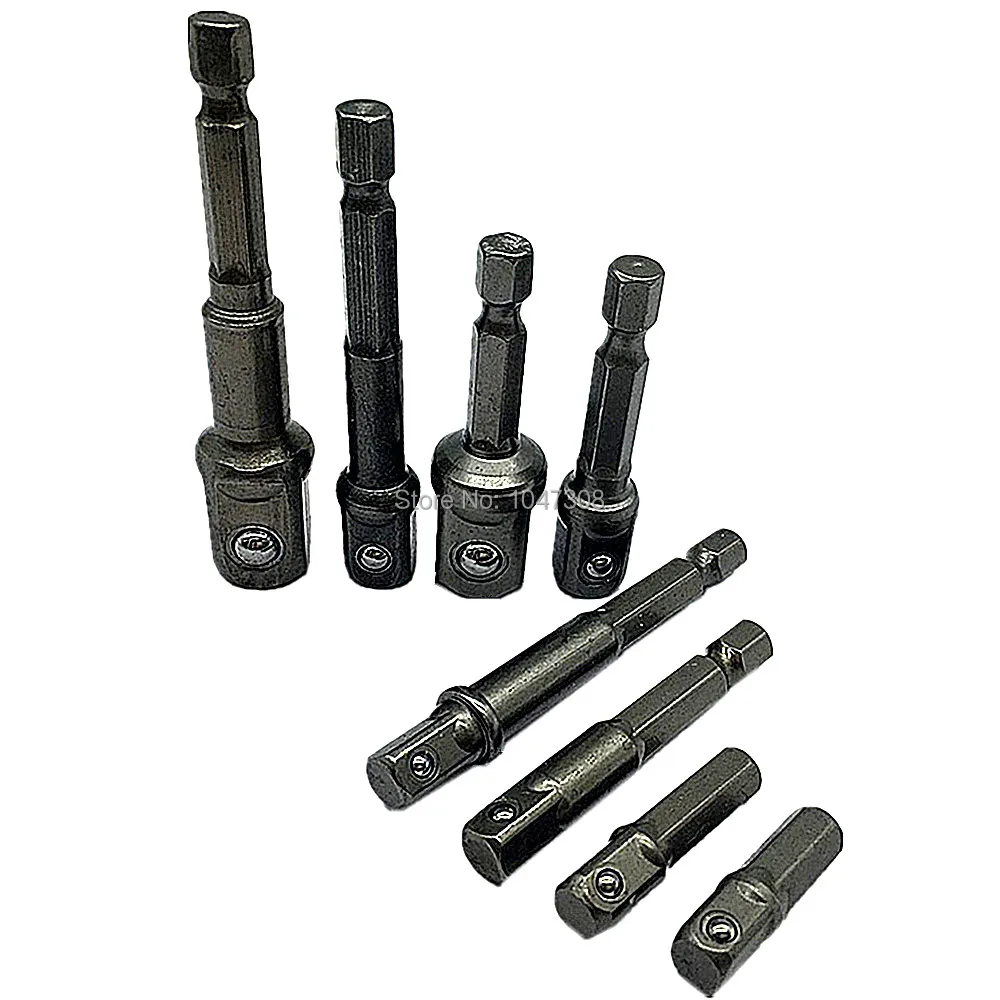 8pcs Socket Drill Power Attachment Driver Adaptor Bits Extension Converter Socket Adapter Hex to
