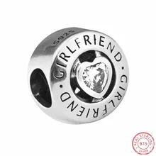 Гравированные бусины подруги для изготовления ювелирных изделий с центральной форме сердца CZ DIY Fit PANDORA Подвески Серебро 925 FL583