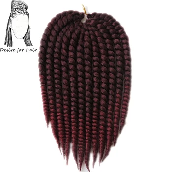 

Desire for hair 1-5packs 12inch 80g 12strands ombre burgundy grey color synthetic crochet mambo twist braids hair for kids