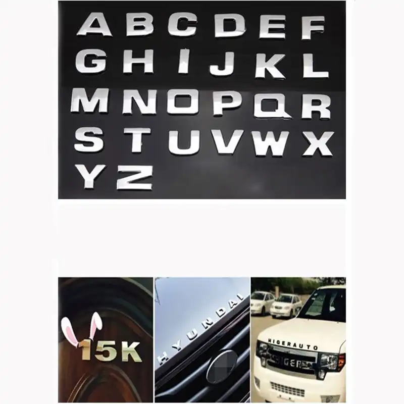 LETRA 3D pegatina alfabeto adhesivo auto Cromo coche ahesive