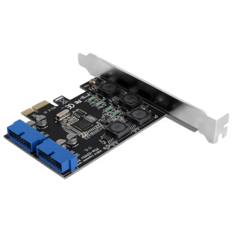 Новый PCI Express к двойному 20 Pin USB 3 0 PCI-e X1 2 портам 19pin USB3.0 заголовок поддержка
