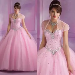 2018 последние Дизайн бальное платье с открытыми плечами Quinceanera розовый 15 лет Милая бисером лиф для матери невесты платья