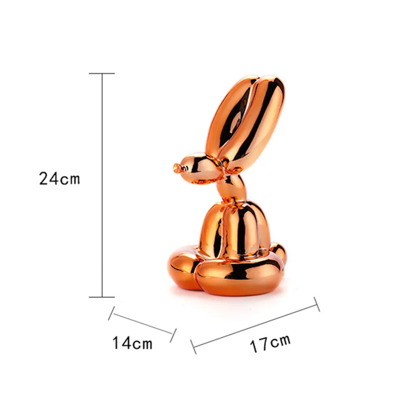  Electroplate Balloon Rabbit Creative Abstraction Simulation Animal Resin Figurines Children Bedroom - 33046680450