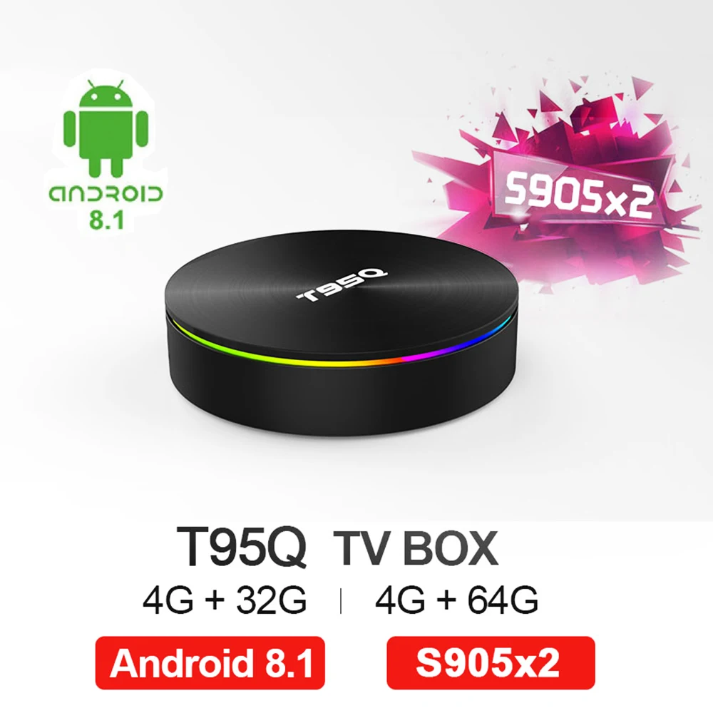 

T95Q Android 9.0 TV Box 4G32 4G64G LPDDR4 Amlogic S905X2 Quad Core 2.4G&5GHz Dual Wifi BT4.1 1000M H.265 4K Media Player tv box
