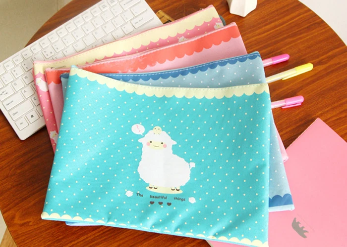 

1PC NEW Cute Sheep Canvas A4 Document Bag Storage File Folder for Papers Stationery Bag