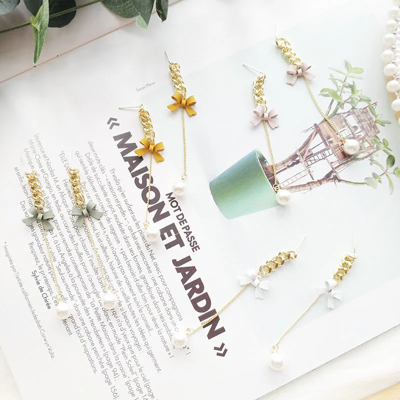 

Korean Handmade Anti-allergy Romantic Bow Knot 2019 Woman Long Dangle Drop Earrings Fashion Jewelry Holiday-JQD5