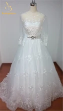 Bealegantom New Elegant Long Sleeves Lace Wedding Dresses 2017 Appliques Beaded Plus Size Bridal Gowns Vestido De Novia QA1160