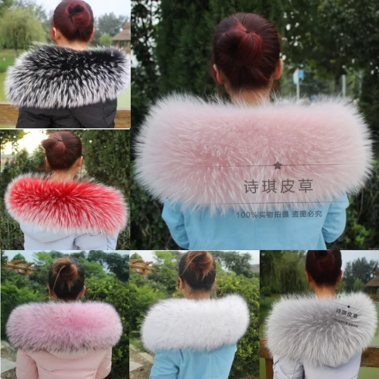 76X20CM 100 Genuine Real Natural Raccoon Fur Collar Women Scarf Fashion Coat font b Sweater b