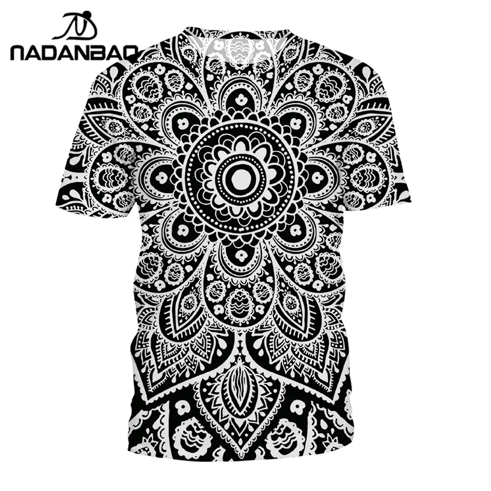 NADANBAO ацтекская круглая Омбре Мандала футболка Женские топы цифровая печать размера плюс футболка женские летние топы футболки Топ