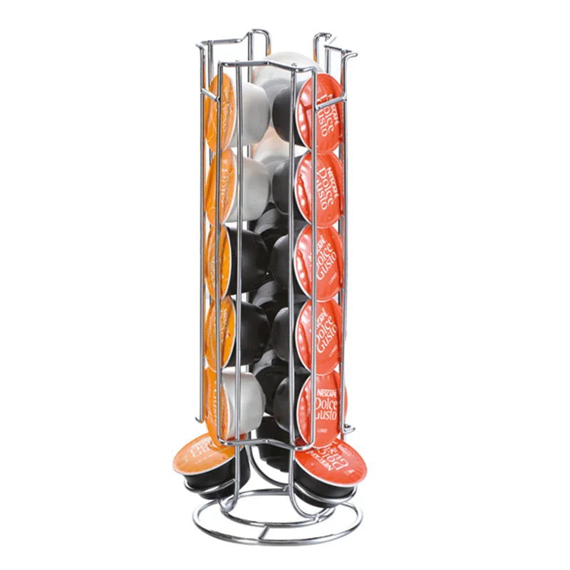 

Iron Chrome Plating Stand Coffee Capsules Storage Rack Metal Coffee Pod Holder for 18pcs Dolce Gusto Capsule
